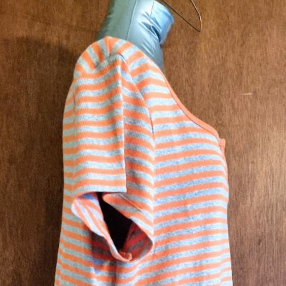 Faded Glory Women's Plus 18W/20W Pullover Short Sleeve Top, Orange and Gray - Picture 2 of 6